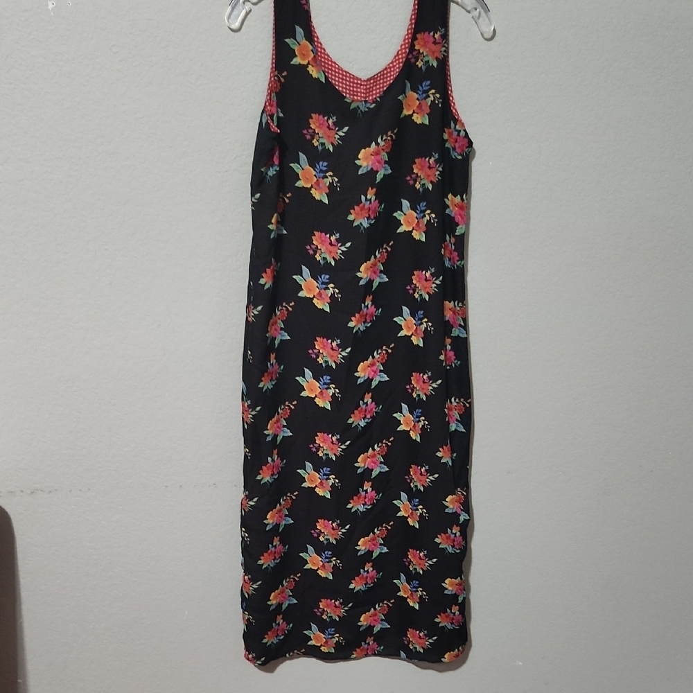 Impressions Dress Size S Floral Gingham Reversable Vintage Cottagecore